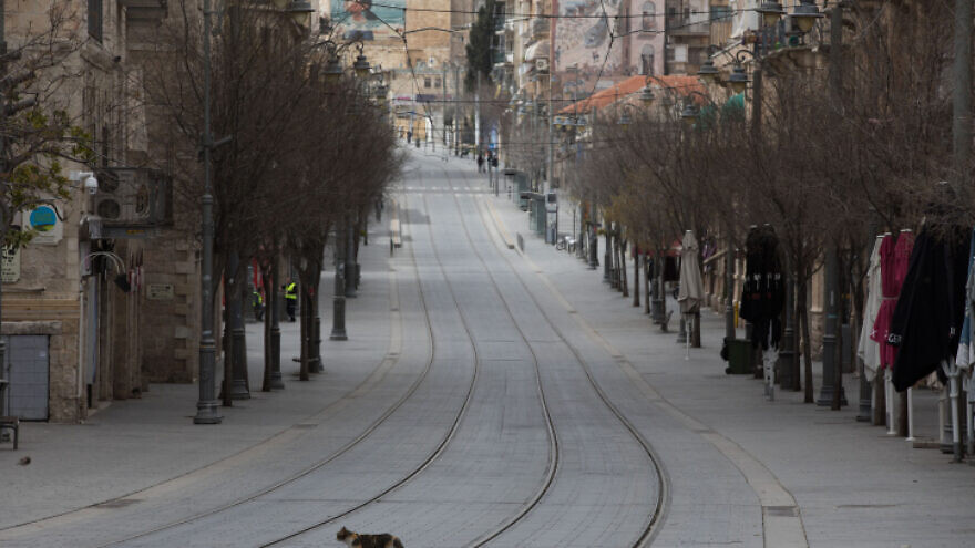 Jaffa Street in downtown Jerusalem on March 28, 2020. Photo by Nati Shohat/Flash90.