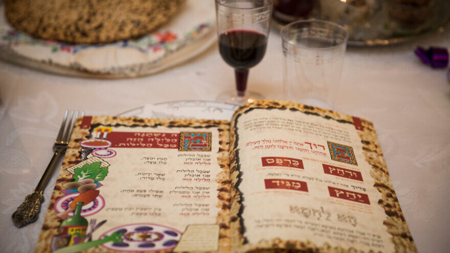 A Passover Haggadah on the eve of the Jewish holiday of Passover, April 22, 2016. Photo by Hadas Parush/Flash90.