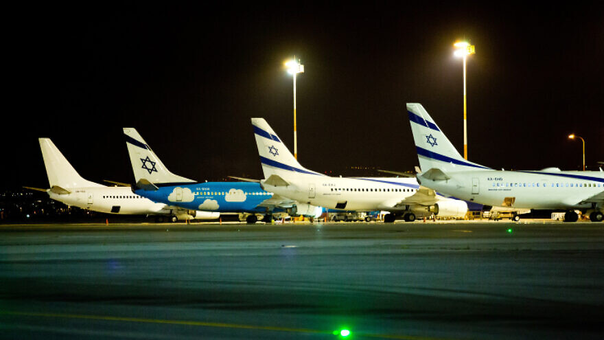 El Al passenger jets at Ben-Gurion Airport in Lod, March 16, 2018. Photo by Moshe Shai/Flash90.