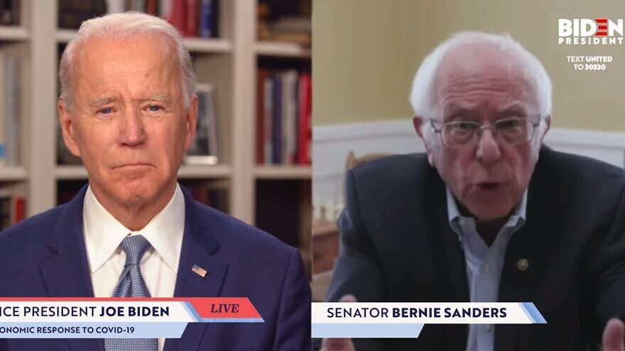 Former Vice President Joe Biden recieving an endorsement from Sen. Bernie Sanders (I-Vt.) for his presidential run. Source: Screenshot.