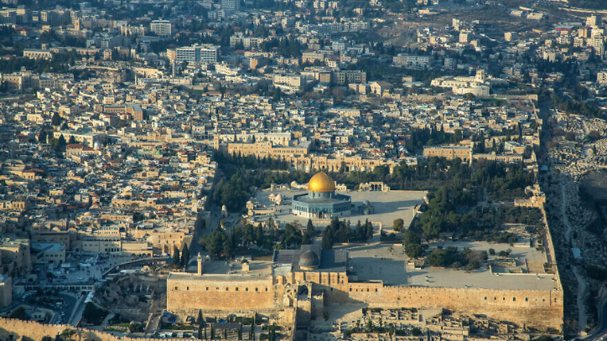 An aerial view of the Old City of Jerusalem, Dec. 17, 2019. Photo by Moshe Shai/Flash90.