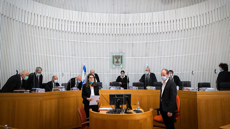 Israeli Supreme Court Chief Justice Esther Hayut arrives at the Supreme Court in Jerusalem on May 3, 2020, to hear a petition against the coalition agreement between the Blue and White and Likud parties. Photo: Oren Ben Hakoon/POOL.
