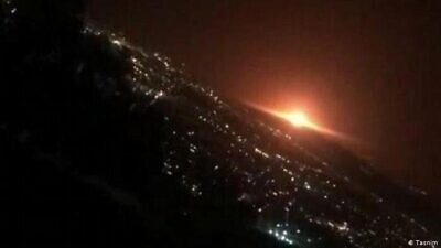 An explosion at the Parchin complex near Tehran on June 26, 2020. Credit: Tasnim News Agency.