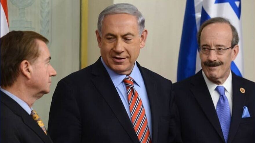 Israeli Prime Minister Benjamin Netanyahu with Rep. Ed Royce (R-Calif.) and, at right, Rep. Eliot Engel (D-N.Y.)  in Jerusalem. Credit: GPO/Kobi Gideon.