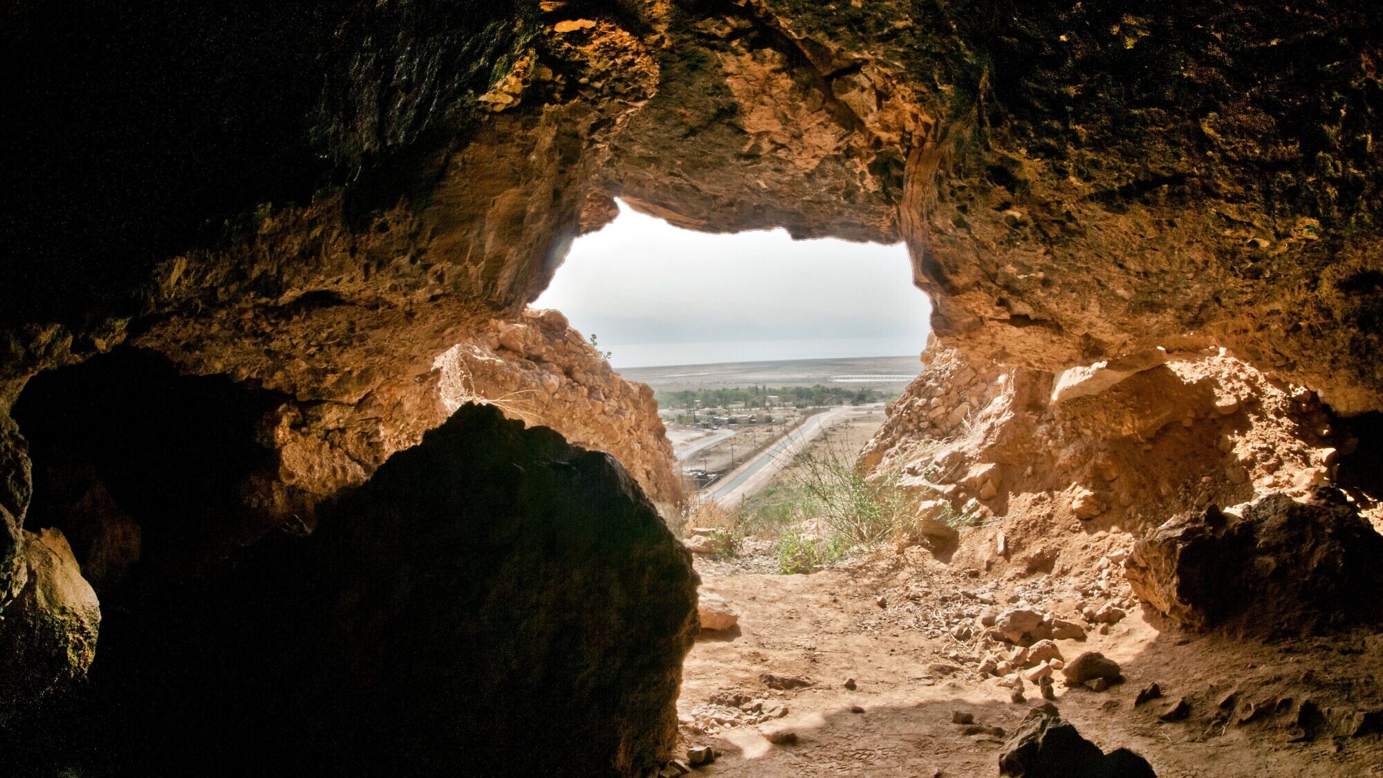 Inside Cave 11, Qumran. Credit: Shai Halevi, Courtesy of Israel Antiquities Authority.
