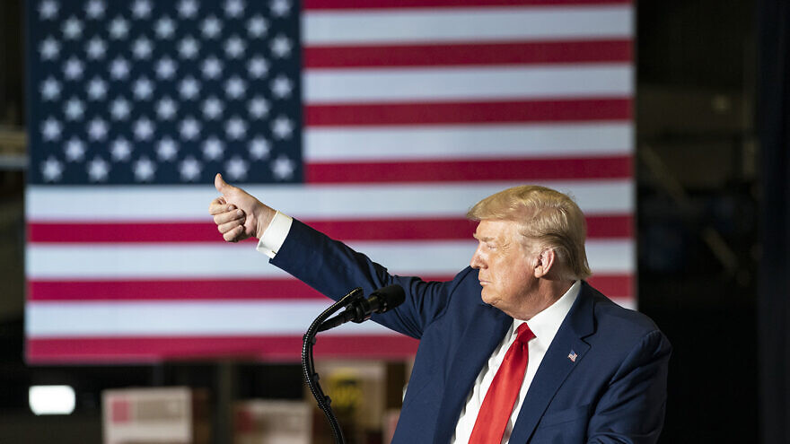 U.S. President Donald Trump gives a thumbs-up during the “Rebuilding of America’s Infrastructure: Faster, Better, Stronger” event on July 15, 2020, at the UPS Hapeville Airport Hub in Atlanta. Credit: Joyce N. Boghosian/The White House.
