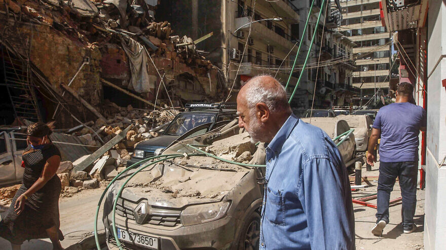 A view of damaged buildings after massive explosion in Beirut, Lebanon, 05 August 2020. Photo by Zaatari Lebanon/Flash90