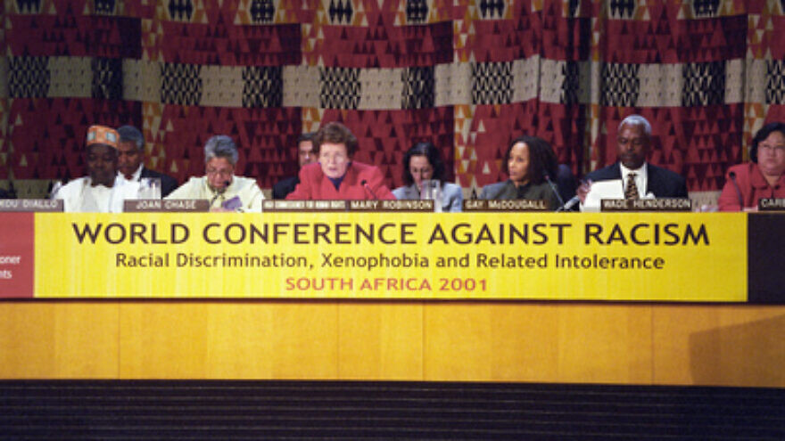 A panel at the World Conference against Racism in Durban, South Africa, from Aug. 31 to Sept. 8, 2001. Credit: U.N./Ron da Silva.