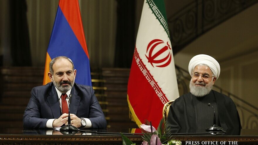 Armenian Prime Minister Nikol Pashinyan with Iranian President Hassan Rouhani after a meeting in Tehran in 2019. Credi: Press Office of the Government of Armenia.