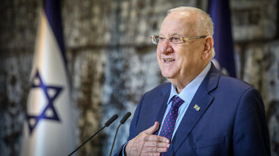 Israeli President Reuven Rivlin speaks during a press conference on Feb. 16, 2020. Photo by Flash90.