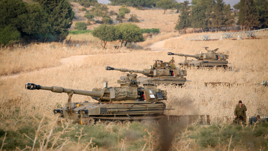 Israeli army forces stationed near the border between Israel and Lebanon in the Golan Heights on July 27, 2020. Photo by David Cohen/Flash90.
