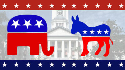 Republican and Democratic Party logos. Credit: Wikimedia Commons.