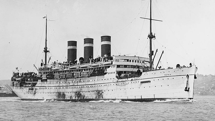 The French passenger liner “SS Patria,” photographed in 1918-1919 transporting U.S. troops. Credit: Naval History and Heritage Command via Wikimedia Commons.