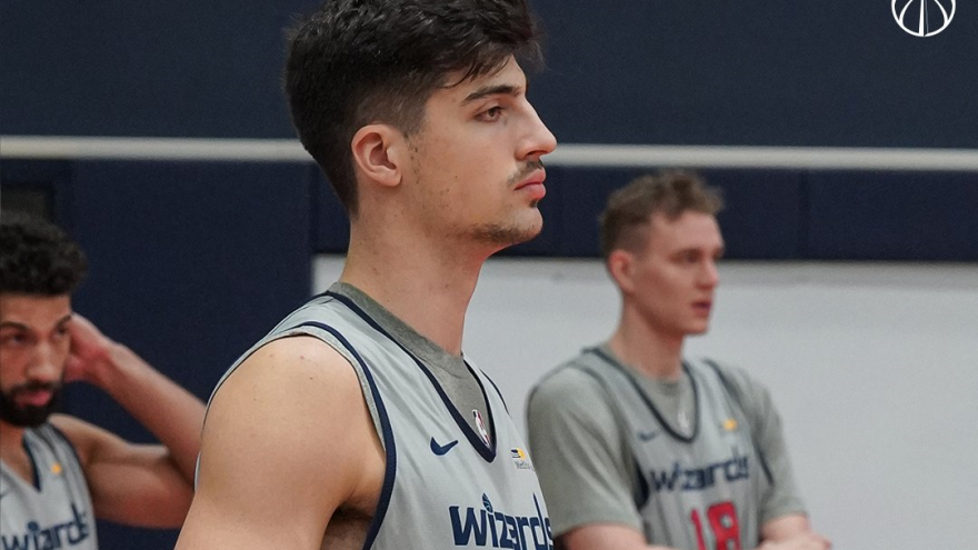 Israeli basketball player Deni Avdija at a practice in December 2020. Credit: The Washington Wizards.