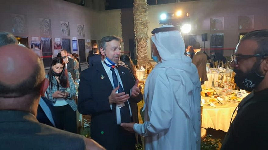 Rabbi Dr. Elie Abadie (left) at Dubai’s Crossroads of Civilizations Museum, Dec. 6, 2020. Credit: Mustafa Fardan.