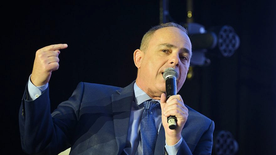 Israeli Energy Minister Yuval Steinitz speaks at a conference in Tel Aviv on Feb. 21, 2019. Photo by Flash90.