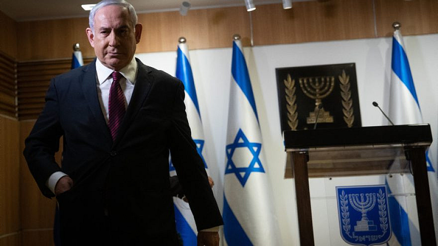 Israeli Prime Minister Benjamin Netanyahu gives a statement to the media concerning new elections from the Knesset in Jerusalem, Dec. 22, 2020. Photo by Yonatan Sindel/Flash90.
