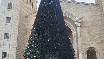 One of the Christmas trees in Sakhnin that was set on fire over the weekend of Dec. 26-27, 2020. Credit: Courtesy.