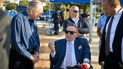 American businessman and investor Sheldon Adelson arrives at a dedication ceremony for a new Faculty of Medicine at Ariel University in the West Bank, on Aug. 19, 2018. Photo by Ben Dori/Flash90.