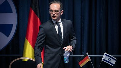 German Foreign Minister Heiko Maas at the Israeli Ministry of Foreign Affairs in Jerusalem on June 10, 2020. Photo by Olivier Fitoussi/Flash90.