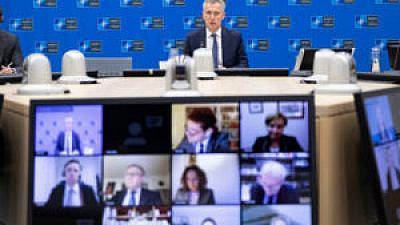 A panel of experts delivers a report to NATO Secretary General Jens Stoltenberg on the NATO 2030 initiative. Credit: NATO website.
