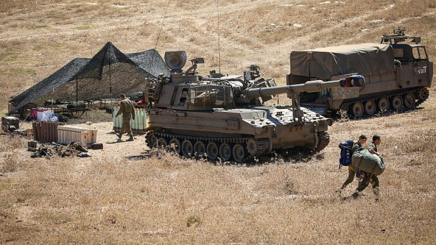 Israeli artillery units deployed near the Lebanese border, on Aug. 26, 2020. Photo by David Cohen/Flash90.