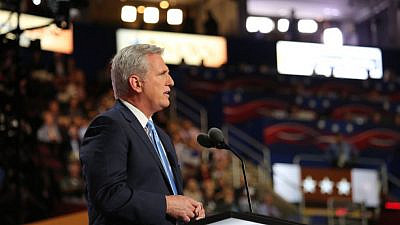 Then-House Majority Leader Kevin McCarthy (R.-Calif.) speaks on day two of the 2016 RNC, July 19, 2016. Credit: Voice of America via Wikimedia Commons.