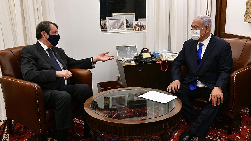 Cypriot President Nicos Anastasiades meets with Israeli Prime Minister Benjamin Netanyahu in Jerusalem on Sunday. Credit: Haim Zach /GPO.