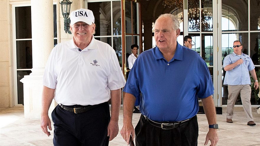 U.S. President Donald Trump and radio commentator Rush Limbaugh after a round of golf at the Trump International Golf Club in West Palm Beach, Fla., on April 19, 2019. Credit: Official White House Photo by Joyce N. Boghosian.