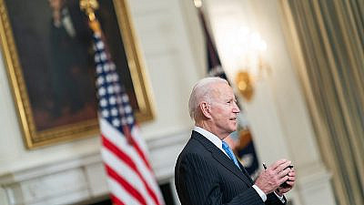 U.S. President Joe Biden talks to members of the press in the State Dining Room of the White House on March 2, 2021. Credit: Official White House Photo by Adam Schultz.