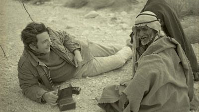 Researcher Clinton Bailey interviews a Bedouin elder in 1972. Credit: Boris Carmi from the Meitar Collection at the National Library of Israel Archives.