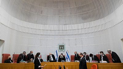 Israeli Supreme Court justices hear a petition against the Jewish Nation-State Law at the Supreme Court in Jerusalem, Dec. 22, 2020. Photo by Yonatan Sindel/Flash90.
