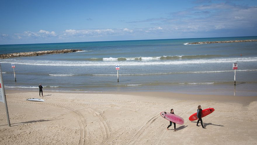 A beach in Tel Aviv, on March 4, 2021. Photo by Miriam Alster/Flash90.