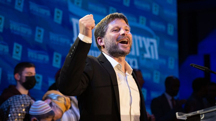 Religious Zionist Party head Bezalel Smotrich at party headquarters in Modi'in, on election night, March 23, 2021. Photo by Sraya Diamant/Flash90.