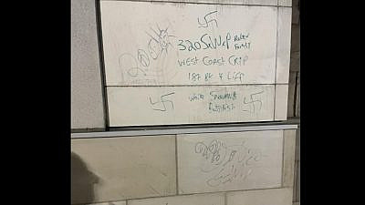Swastikas found on student housing at San Diego State University. Source: Facebook via Chabad at SDSU.