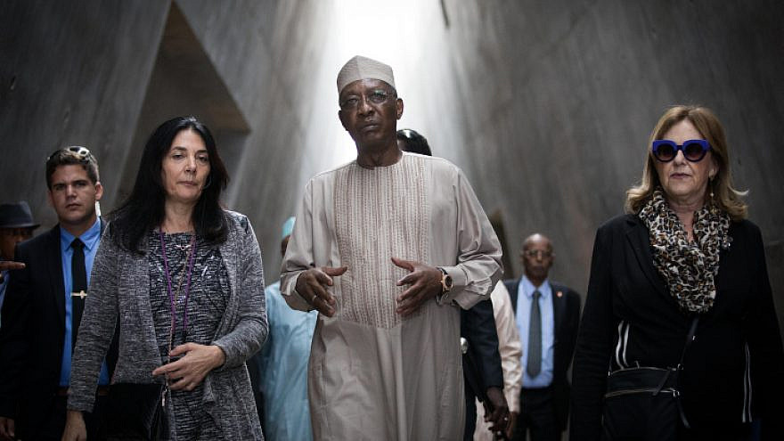Chad's President Idriss Deby Itno during a visit at the Yad Vashem holocaust memorial museum in Jerusalem on Nov. 26, 2018. Photo by Yonatan SIndel/Flash90.