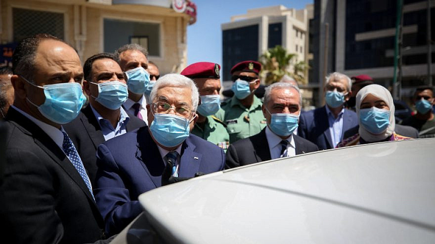 Palestinian Authority leader Mahmoud Abbas seen during a tour in the West Bank city of Ramallah, May 15, 2020. Photo by Flash90