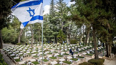 The Mount Herzl military cemetery in Jerusalem a few days before Yom Hazikaron, April 11, 2021. Photo by Yonatan Sindel/Flash90.