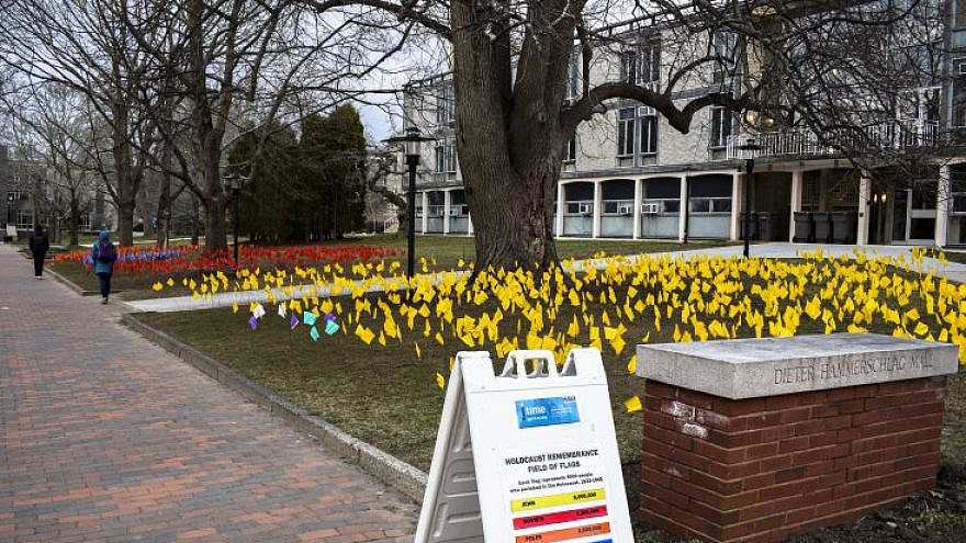 The "Field of Flags" memorial in 2019 at the University of Rhode Island. Credit: Hillel URI.