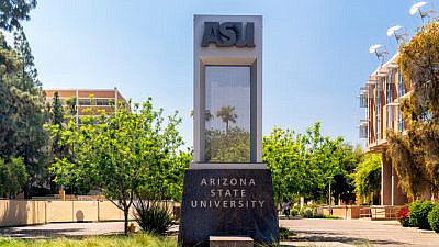 Entrance sign to the campus of Arizona State University. Credit: Ken Wolter/Shutterstock.