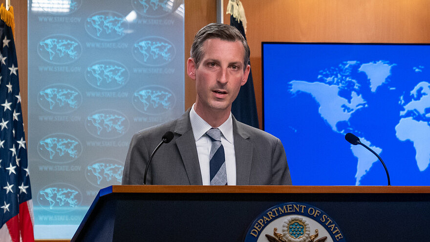 U.S. State Department spokesperson Ned Price briefs reporters in Washington, May 11, 2021. Credit: U.S. State Department Photo by Ron Przysucha.
