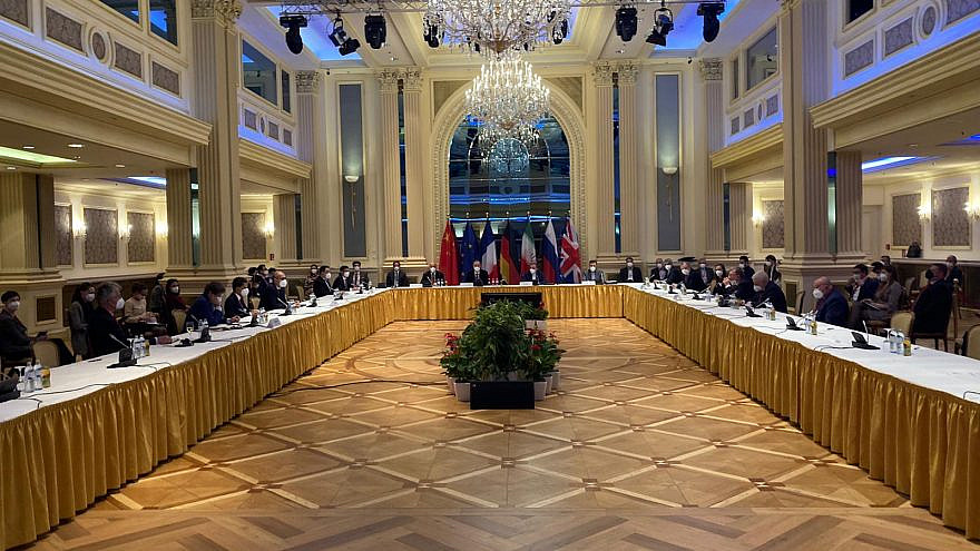 Negotiations in Vienna over the Joint Comprehensive Plan of Action (JCPOA), the existing Iran nuclear deal, May 2021. Source: Enrique Mora/European External Action Service/Twitter.