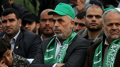 Hamas senior leader in Gaza Yahya Sinwar attends a rally in Gaza City celebrating the Islamist movement's 31st anniversary, Dec. 16, 2018. Photo by Abed Rahim Khatib/Flash90.