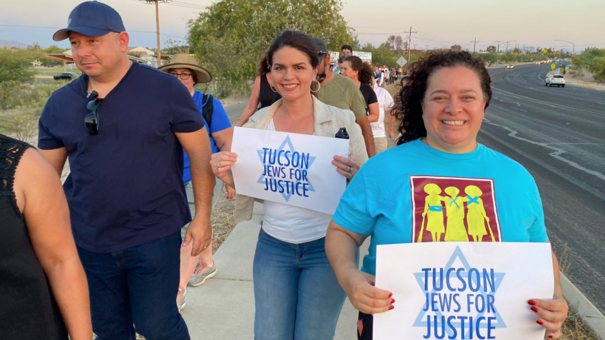 Hundreds marched in Tucson, Ariz. after a wave of antisemitic incidents, including Mayor Regina Romero (center), June 13, 2021. Source: Regina Romero/Twitter.