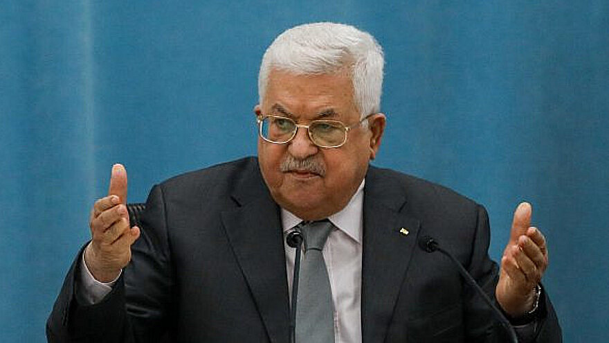 Palestinian Authority leader Mahmoud Abbas speaks during a meeting of the Palestinian leadership in Ramallah, May 7, 2020. Credit: Flash90.