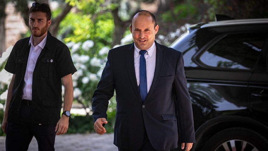 Yamina Party leader Naftali Bennett arrives at the President's Rouse in Jerusalem, May 5, 2021. Photo by Olivier Fitoussi/Flash90.