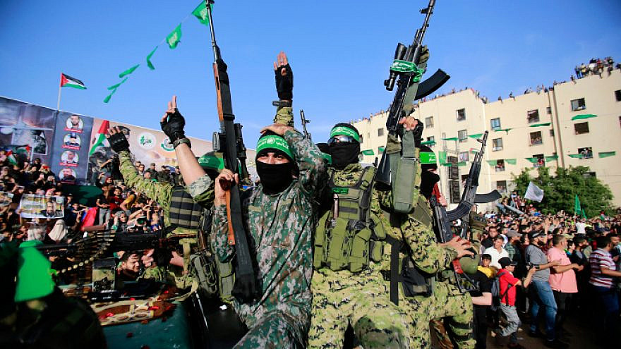 Hamas members participate in a rally in Beit Lahiya in the Gaza Strip, on May 30, 2021. Photo by Atia Mohammed/Flash90.