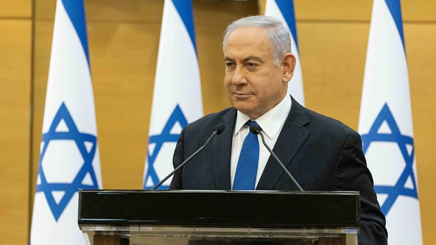 Israeli Prime Minister Benjamin Netanyahu during a Likud Party meeting at the Knesset, June 6, 2021. Photo by Yonatan Sindel/Flash90.