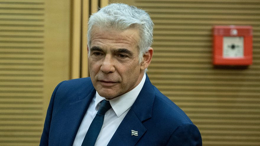 Israeli Foreign Minister Yair Lapid at the Knesset on June 13, 2021. Photo by Yonatan Sindel/Flash90.