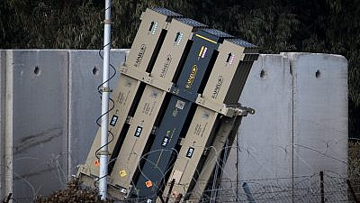 An Iron Dome anti-missile battery stationed near the Israeli-Syrian border, in the Golan Heights in northern Israel, on Jan. 3, 2020. Photo by Basel Awidat/Flash90.
